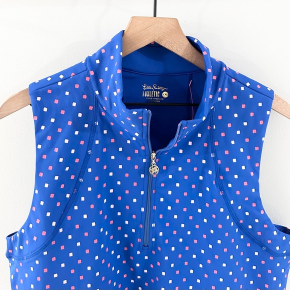 NWT Lilly Pulitzer Luxletic Callie Half Zip UPF 50+ Top Blue Size XXL - Picture 6 of 10